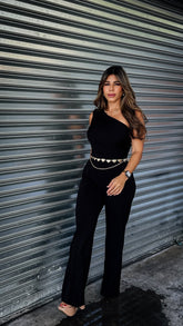 “ISA” ONE SHOULDER JUMPSUIT BLACK